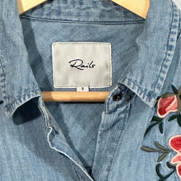 Rails Embroidered Rose Chambray Shirt – “Charli” Style (Women’s S) - Picture 3 of 5